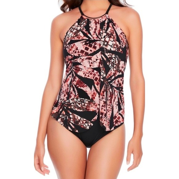 Magicsuit Other - Magicsuit Women Black Tribal Geometric Palm Print Slimming One Piece Swimsuit 14